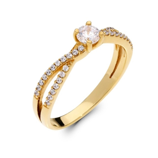 Zásnubní prsten Xela ve žlutém zlatě se zirkony