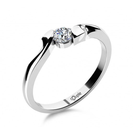 Zásnubní prsten Lyra, bílé zlato s laboratorním diamantem