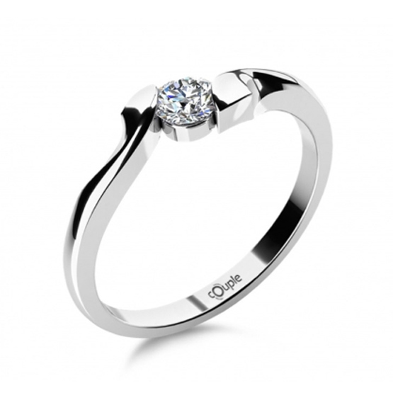 Zásnubní prsten Lyra, bílé zlato s laboratorním diamantem