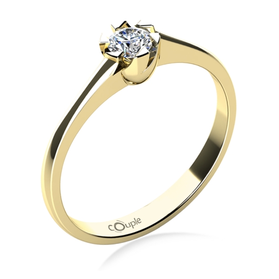 Couple, Zajímavý zásnubní prsten Jess, žluté zlato a laboratorní diamant