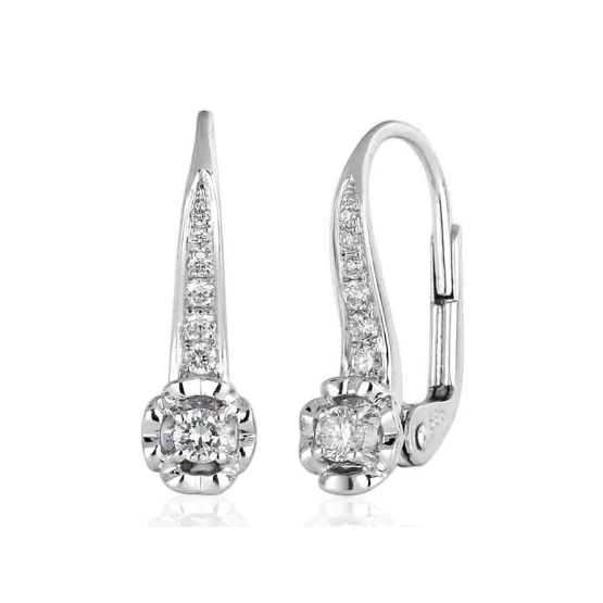 Gems, Zajímavé náušnice Primrose, bílé zlato s brilianty
