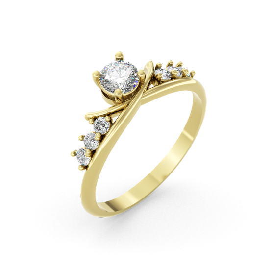 Couple, Luxusní prsten Solenne, žluté zlato se zirkony