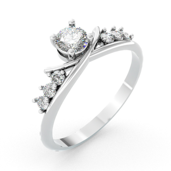 Luxusní prsten Solenne, bílé zlato se zirkony