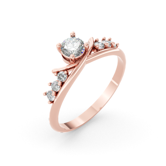 Couple, Luxusní prsten Solenne, růžové zlato se zirkony