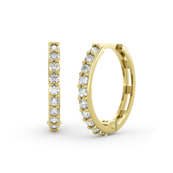 Kruhové náušnice Celesta, žluté zlato se zirkony