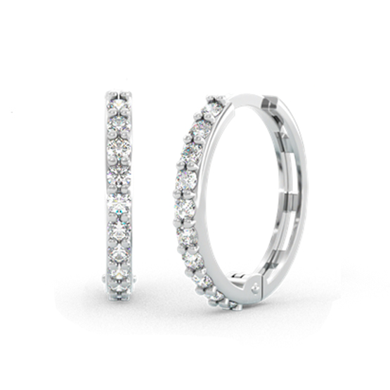 Kruhové náušnice Celesta, bílé zlato se zirkony