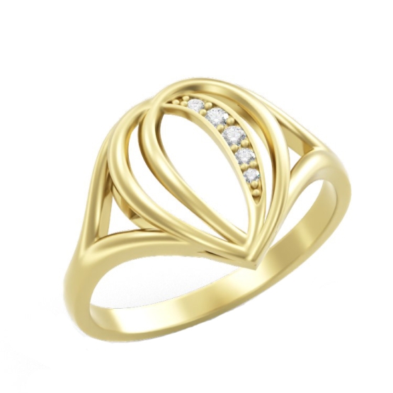 Prsten Lacrima, žluté zlato se zirkony