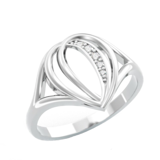 Prsten Lacrima, bílé zlato se zirkony