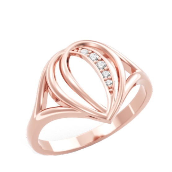 Prsten Lacrima, růžové zlato se zirkony