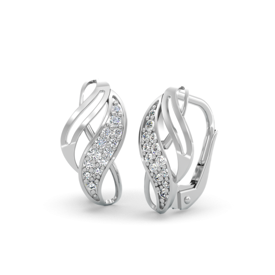 Visací náušnice Flamma, bílé zlato se zirkony