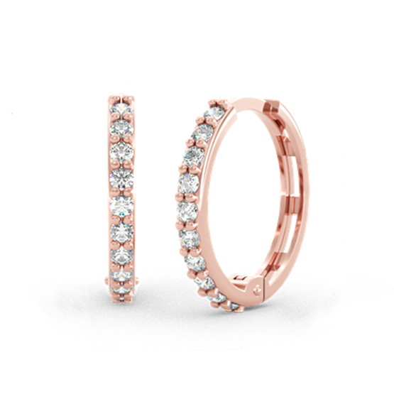 Kruhové náušnice Celesta, růžové zlato se zirkony