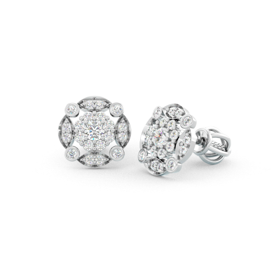 Couple, Peckové náušnice Florine, bílé zlato se zirkony