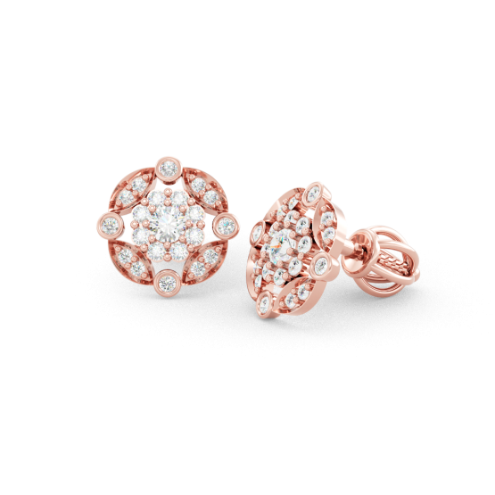 Peckové náušnice Florine, růžové zlato se zirkony
