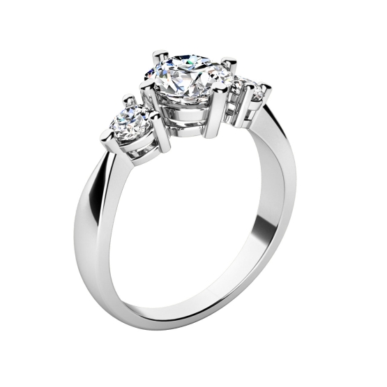 Zásnubní prsten Trilumia, bílé zlato se zirkony