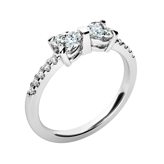 Couple, Jemný prsten Twinelle, bílé zlato se zirkony