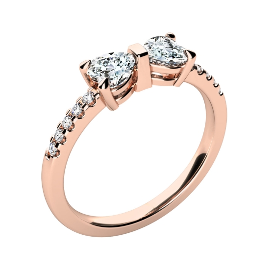 Couple, Jemný prsten Twinelle, růžové zlato se zirkony