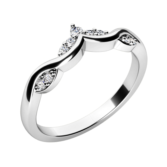 Decentní prsten Velora, bílé zlato se zirkony