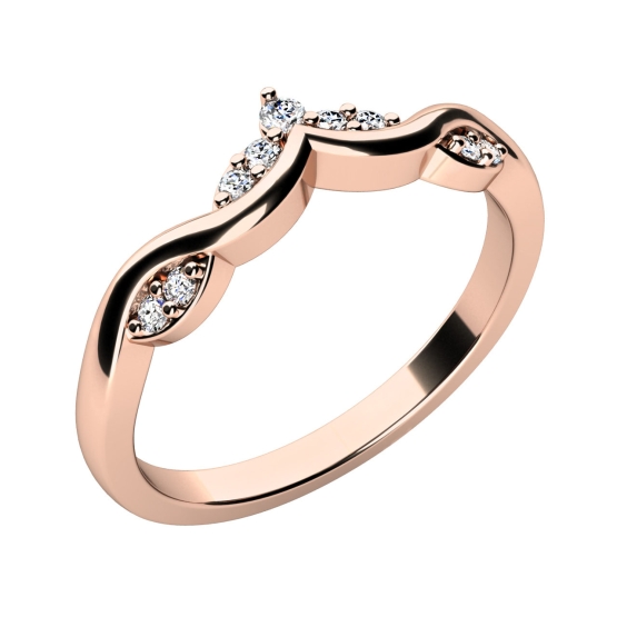 Decentní prsten Velora, růžové zlato se zirkony