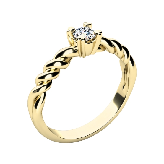 Couple, Zásnubní prsten Tresse, žluté zlato se zirkonem