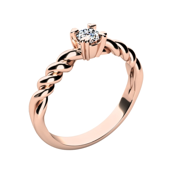 Zásnubní prsten Tresse, růžové zlato se zirkonem
