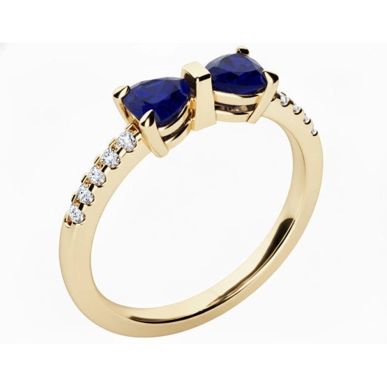 Couple, Jemný prsten Twinelle, žluté zlato se zirkony