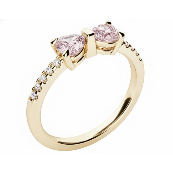 Couple, Jemný prsten Twinelle, žluté zlato se zirkony