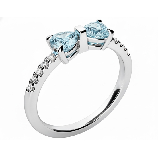 Couple, Jemný prsten Twinelle, bílé zlato se zirkony