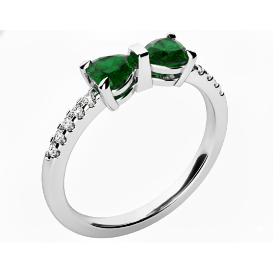 Couple, Jemný prsten Twinelle, bílé zlato se zirkony