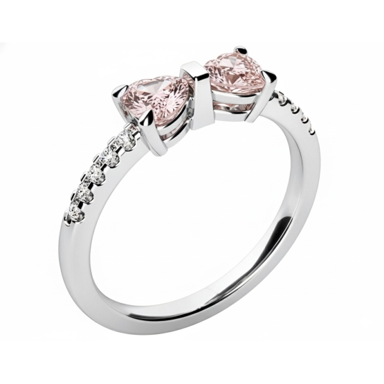 Couple, Jemný prsten Twinelle, bílé zlato se zirkony