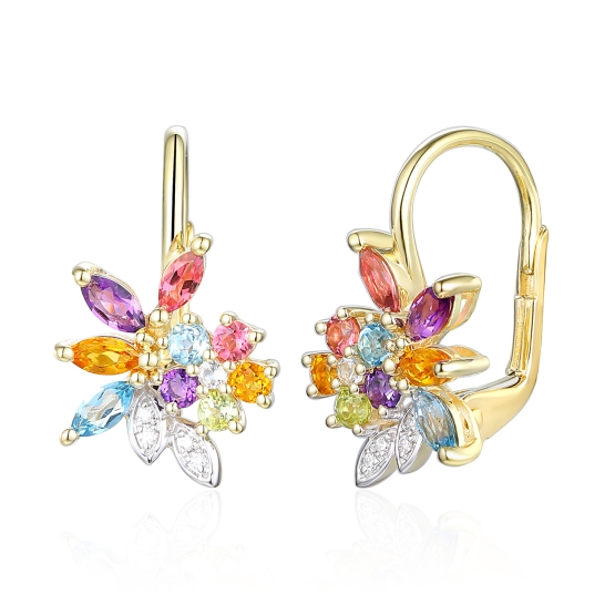 Gems, Diamantové náušnice Elysia, kombinované zlato s brilianty a drahokamy