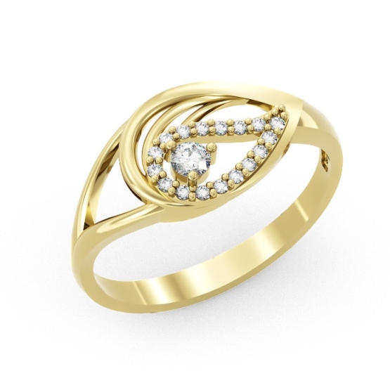 Couple, Elegantní prsten Sigalit, žluté zlato a zirkony