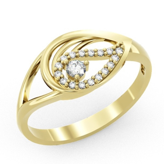 Elegantní prsten Sigalit, žluté zlato a zirkony