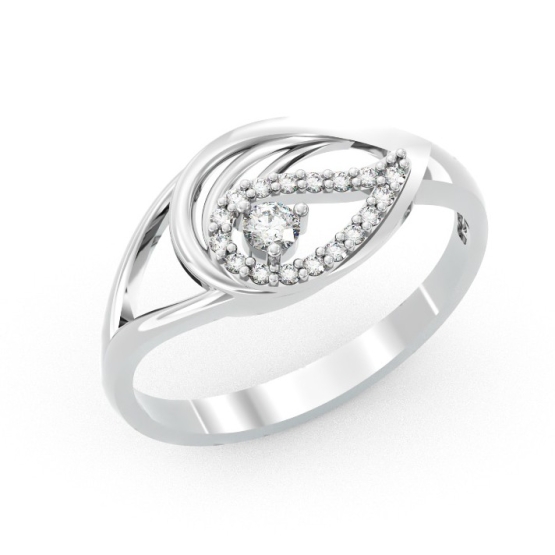 Couple, Elegantní prsten Sigalit, bílé zlato a zirkony