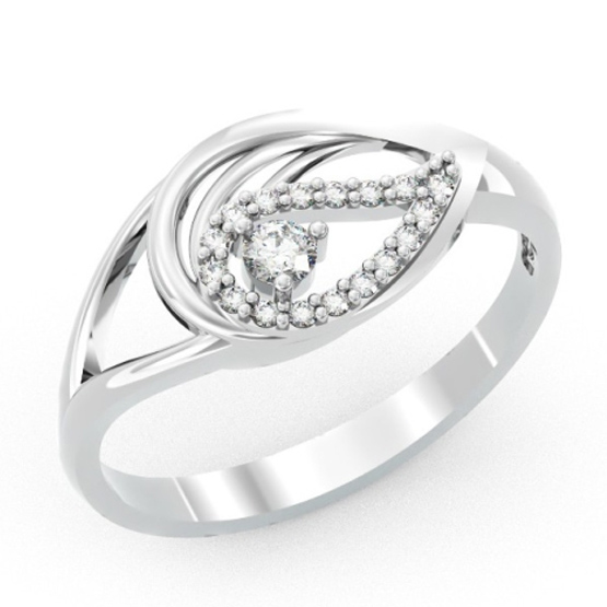 Elegantní prsten Sigalit, bílé zlato a zirkony