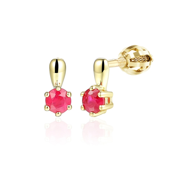 Luxusní peckové náušnice Nivora s rubíny ze žlutého zlata