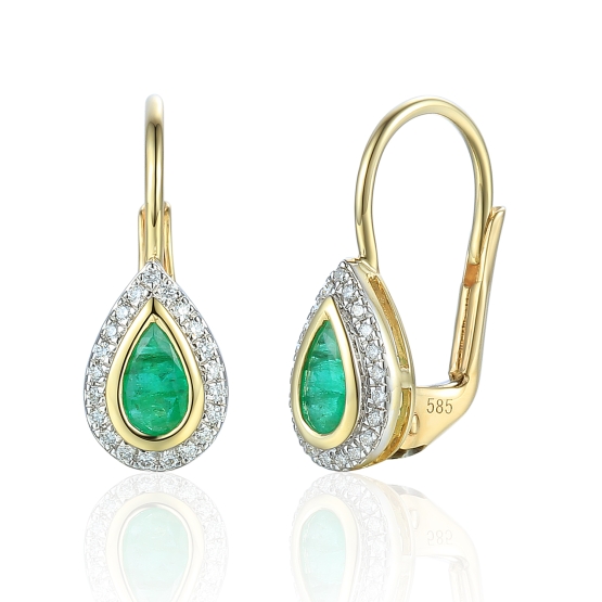 Originální náušnice Lumivia, kombinované zlato s brilianty a smaragdy