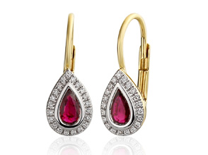 Originální náušnice Lumivia, kombinované zlato s brilianty a rubíny