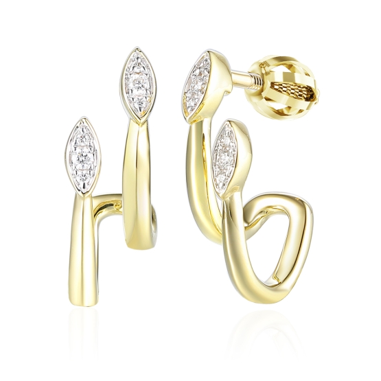 Originální náušnice Livoria, kombinované zlato s brilianty