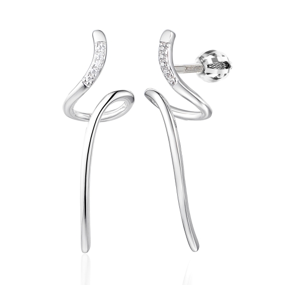 Originální náušnice Elysara, bílé zlato s brilianty