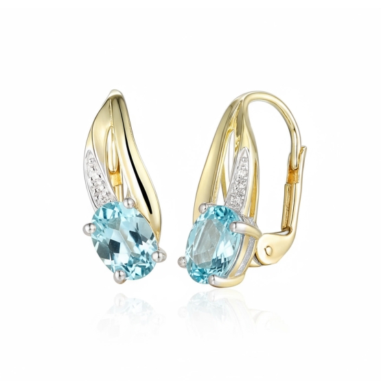 Originální náušnice Marivia, kombinované zlato s brilianty a modrými topazy