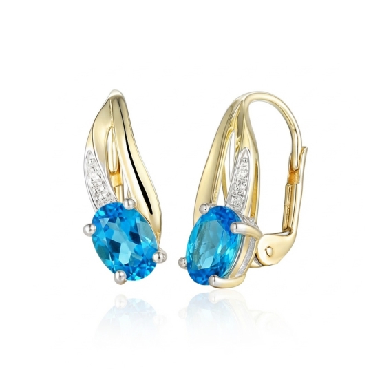 Originální náušnice Marivia, kombinované zlato s brilianty a modrými topazy