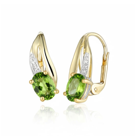 Originální náušnice Marivia, kombinované zlato s brilianty a peridoty