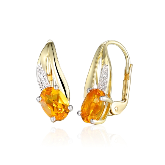 Originální náušnice Marivia, kombinované zlato s brilianty a citríny