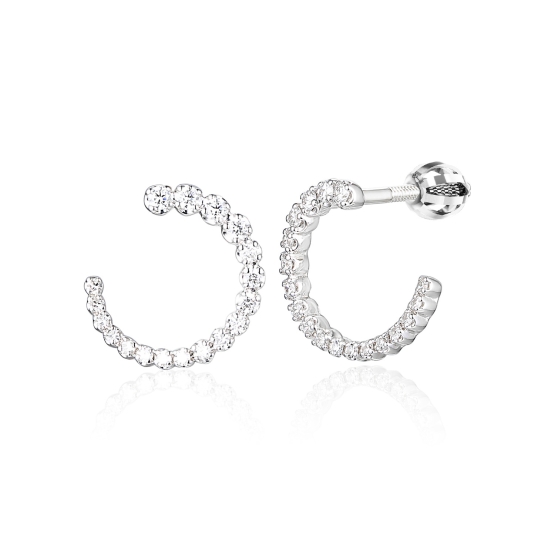Peckové náušnice Lunaris, bílé zlato s brilianty