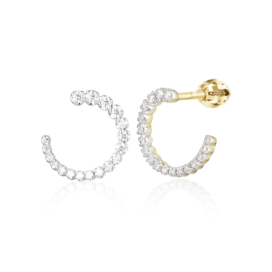 Peckové náušnice Lunaris, kombinované zlato s brilianty