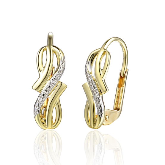 Diamantové náušnice Wavara, kombinované zlato s brilianty