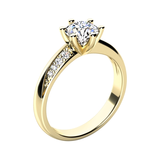 Zásnubní prsten Riviera, žluté zlato se zirkonem