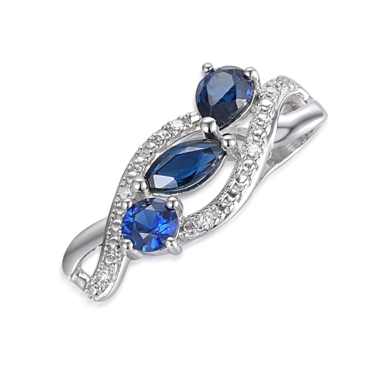 Diamantový přívěsek Astrid, bílé zlato s brilianty a safíry