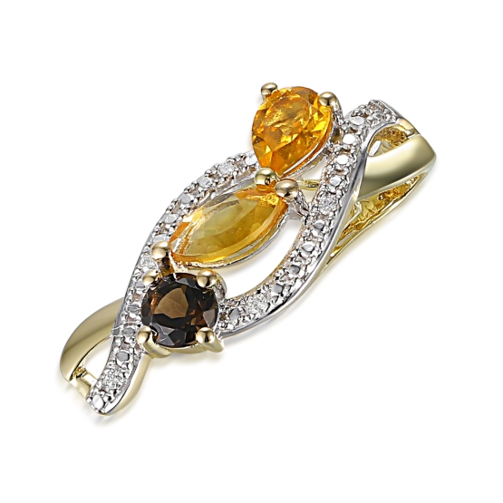 Diamantový přívěsek Astrid, kombinované zlato s brilianty, citríny a záhnědou