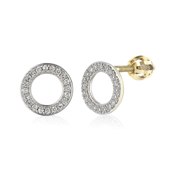 Peckové náušnice Oriane, kombinované zlato s brilianty